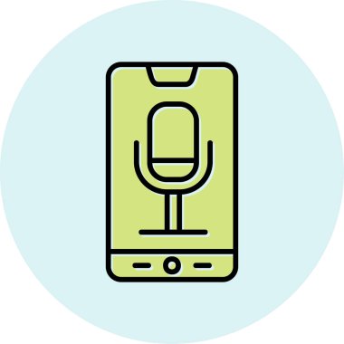 Telefon Kaydı, mikrofon ikonu vektör çizimi