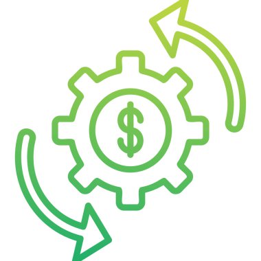 dişli ve dolar işareti web simgesi basit illüstrasyon