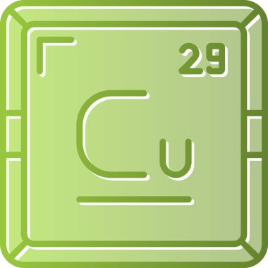 Bakır Cu kimyasal element simgesi. Periyodik tablonun kimyasal elementi. Atom numarası ile imzala 