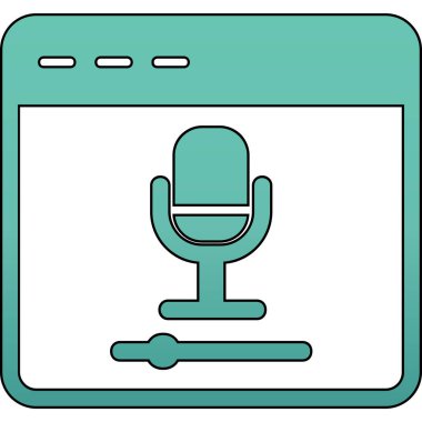 Çevrimiçi Kayıt, mikrofon ikonu vektör illüstrasyonu