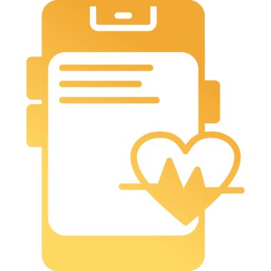 Ekranda kalp atış hızı simgesi olan akıllı aygıt, vektör, beyaz arkaplanda izole. Görüntü.