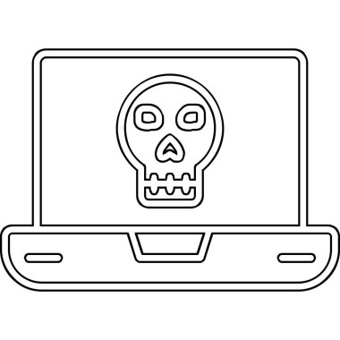 Laptop vektör çiziminde ölü kafatası simgesi