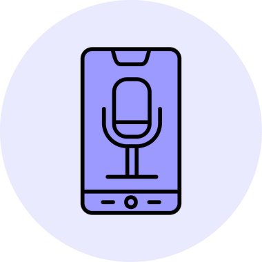 Telefon Kaydı, mikrofon ikonu vektör çizimi