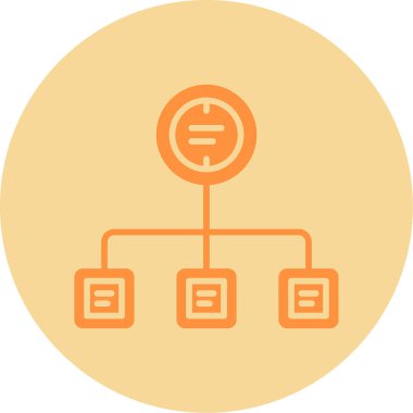 İş diyagramı simgesi. Ağ şeması simgesi. Veritabanı sembolü, vektör illüstrasyonu