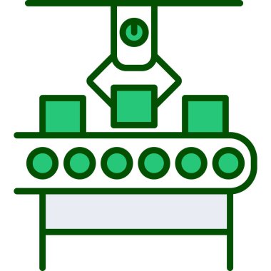 Üretim süreci simgesi, vektör illüstrasyonu basit tasarım