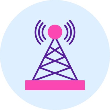 Uydu kulesi işaret çizgisi ağ simgesi, vektör illüstrasyonu