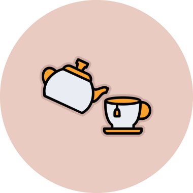 Çaydanlık ve çaydanlık ikon vektör çizimi