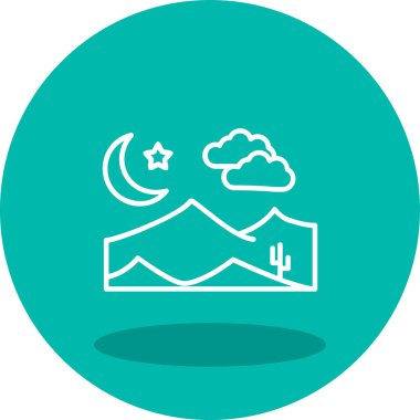 Dağdaki gece sahnesinin vektör illüstrasyonu 