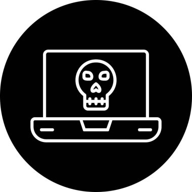 Laptop vektör çiziminde ölü kafatası simgesi