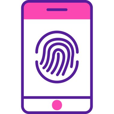 Parmak izi simgesi vektör çizelgesine sahip akıllı telefon