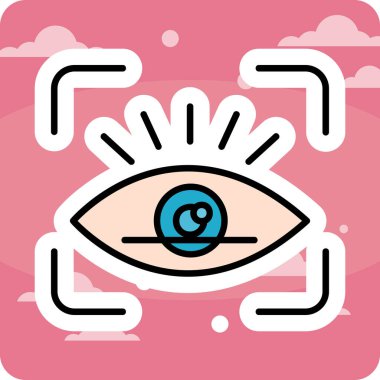 retina tarama simgesi, vektör illüstrasyonu 