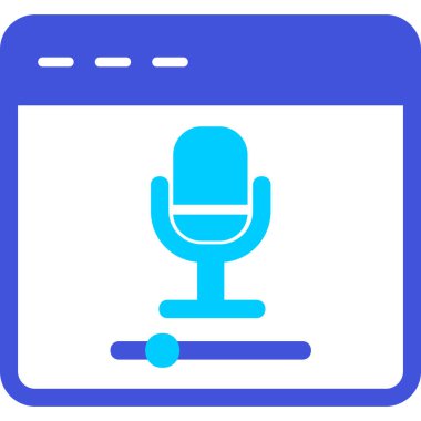 Çevrimiçi Kayıt, mikrofon ikonu vektör illüstrasyonu