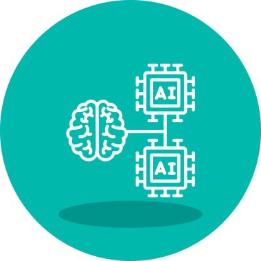 Yapay zeka simgesi, makine öğrenimi ve siber zihin egemenliği konsepti, vektör illüstrasyonu