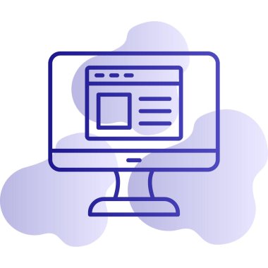 Web sitesi işareti, vektör illüstrasyonlu blog simgesi, bilgisayar ekranı