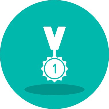 Kurdele ikon vektör illüstrasyonlu madalya 