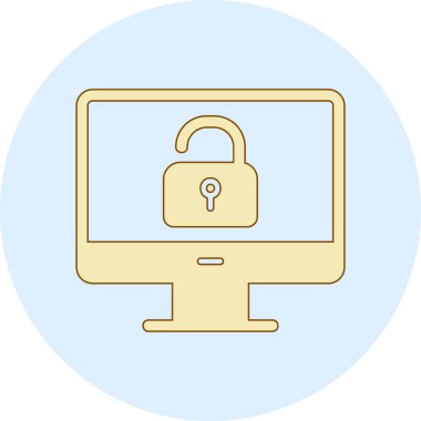 Güvenli olmayan bilgisayar vektör simgesi modern basit illüstrasyon