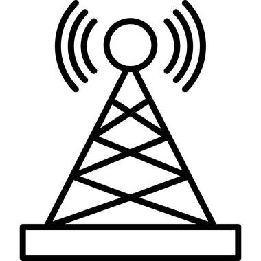 Uydu kulesi işaret çizgisi ağ simgesi, vektör illüstrasyonu