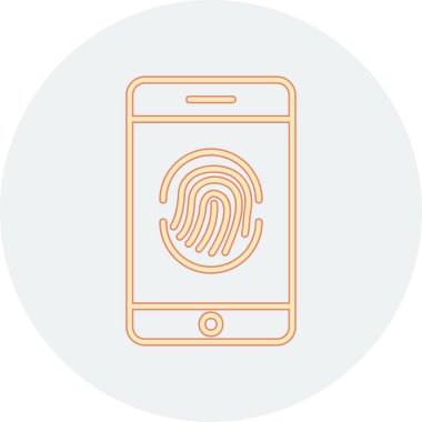 Parmak izi simgesi vektör çizelgesine sahip akıllı telefon