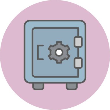 Dolap, güvenli, Vector Line Illustration. İş ve Finans simgesi.