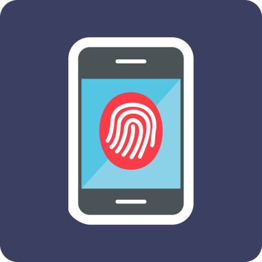 Parmak izi simgesi vektör çizelgesine sahip akıllı telefon