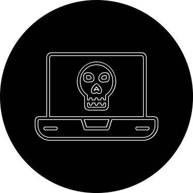 Laptop vektör çiziminde ölü kafatası simgesi