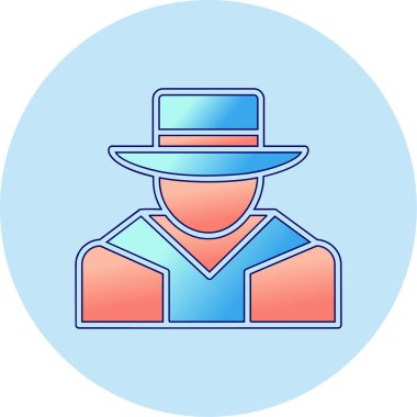 Şapkalı adam. Web simgesi basit illüstrasyon