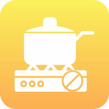 Gaz ocağında tava pişirmek. Web simgesi basit illüstrasyon