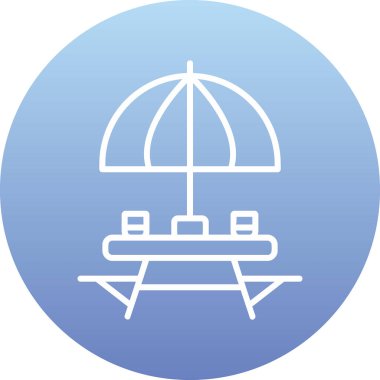 Sahildeki Açık Masa simgesinin vektör çizimi. 