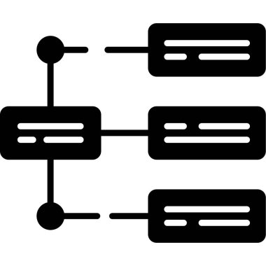 İş diyagramı simgesi. Ağ şeması simgesi. Veritabanı sembolü, vektör illüstrasyonu