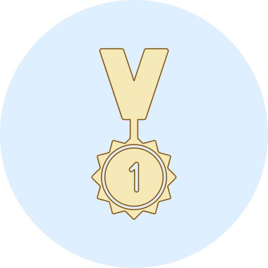 Kurdele ikon vektör illüstrasyonlu madalya 