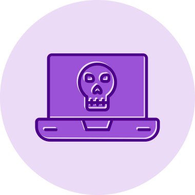 Laptop vektör çiziminde ölü kafatası simgesi