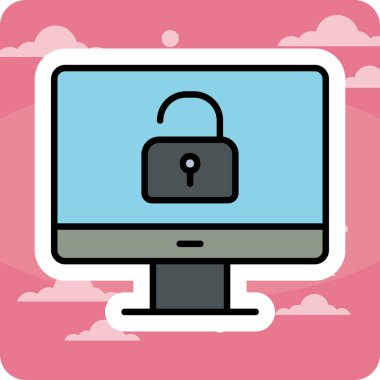 Güvenli olmayan bilgisayar vektör simgesi modern basit illüstrasyon