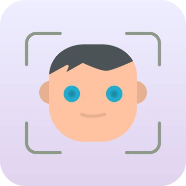 Yüz tanıma. Web simgesi basit illüstrasyon