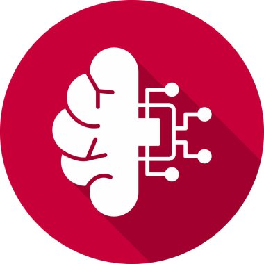 Makine Öğrenme Simgesi, Yapay Zeka düğmesi, vektör illüstrasyonu 