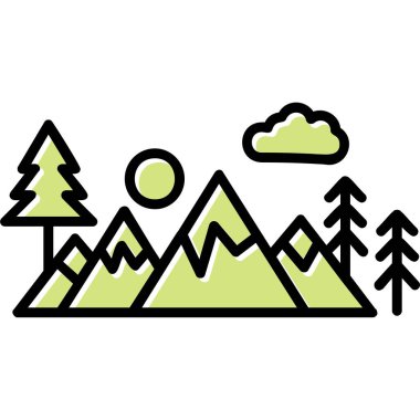 Bir dağ manzarasının vektör çizimi 