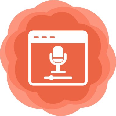 Çevrimiçi Kayıt, mikrofon ikonu vektör illüstrasyonu