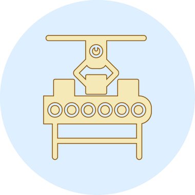 Üretim süreci simgesi, vektör illüstrasyonu basit tasarım