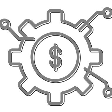 Varlık Yönetimi simgesi. Çarklı dolar sembolü, vektör illüstrasyonu 