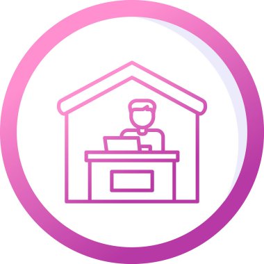 Ev hattı ikonunda çalış. Dışarıdan iş ilanı. Uzaktan ofis çalışanı sembolü. Kalite tasarım elemanı. Satır biçimi ev simgesi