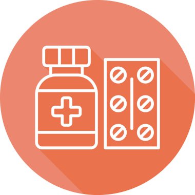 Haplı ilaç şişesi. Web simgesi basit illüstrasyon