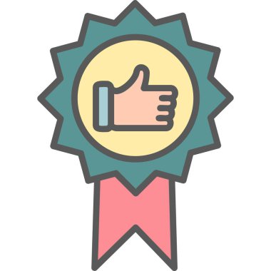 Başparmak Yukarı simgesi ve vektör illüstrasyonuyla En İyi Uygulama Rozeti  