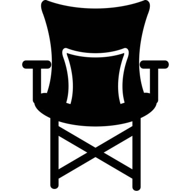 Kamp Sandalyesi Web simgesi, vektör illüstrasyonu