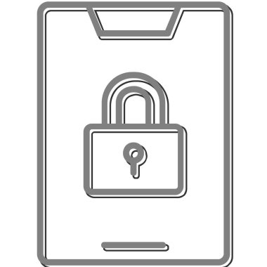 Kilit simgesine sahip akıllı telefon, vektör illüstrasyonu basit tasarım