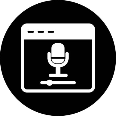 Çevrimiçi Kayıt, mikrofon ikonu vektör illüstrasyonu