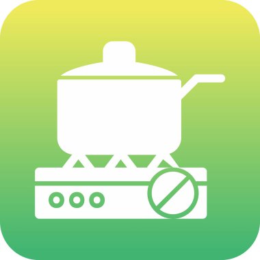 Gaz ocağında tava pişirmek. Web simgesi basit illüstrasyon