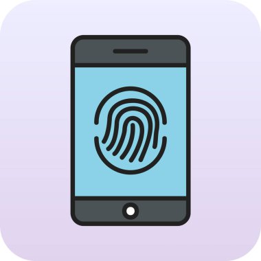 Parmak izi simgesi vektör çizelgesine sahip akıllı telefon