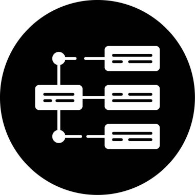 İş diyagramı simgesi. Ağ şeması simgesi. Veritabanı sembolü, vektör illüstrasyonu