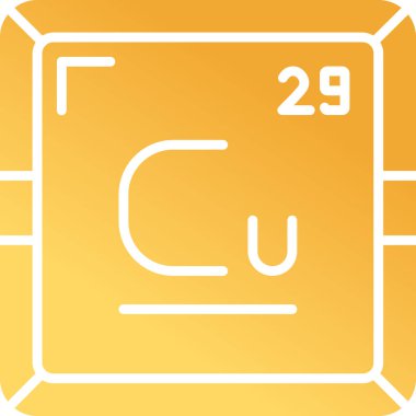 Bakır Cu kimyasal element simgesi. Periyodik tablonun kimyasal elementi. Atom numarası ile imzala 