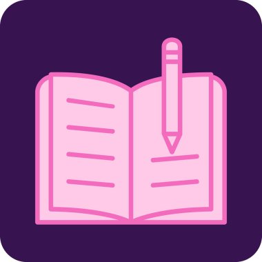 kitap ve kalem ikonu vektör illüstrasyonu