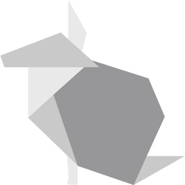 Tavşan hayvan simgesi, origami biçimi, vektör illüstrasyonu 